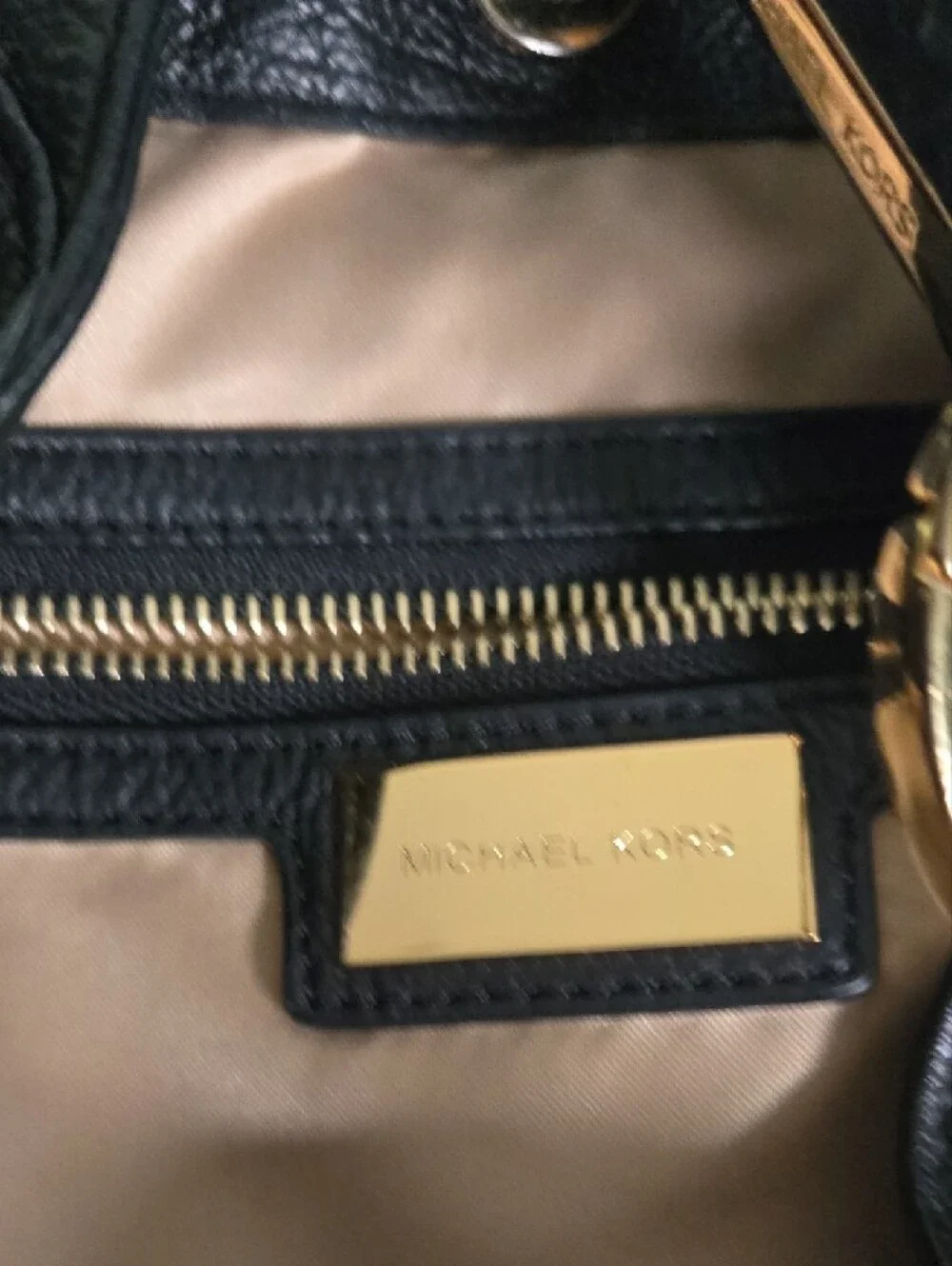 Michael Kors Black Leather Hobo with Gold Hardware